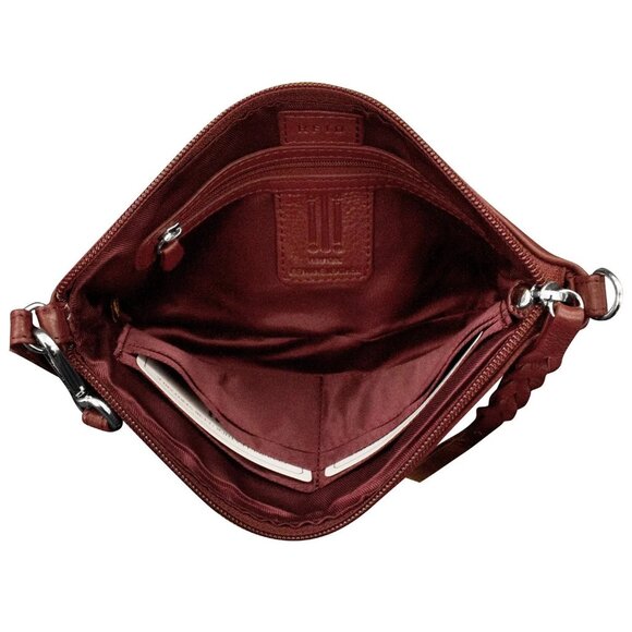 Merlot/Red Leather Convertible Baguette Wristlet, ili new york, NWT - Picture 7 of 7